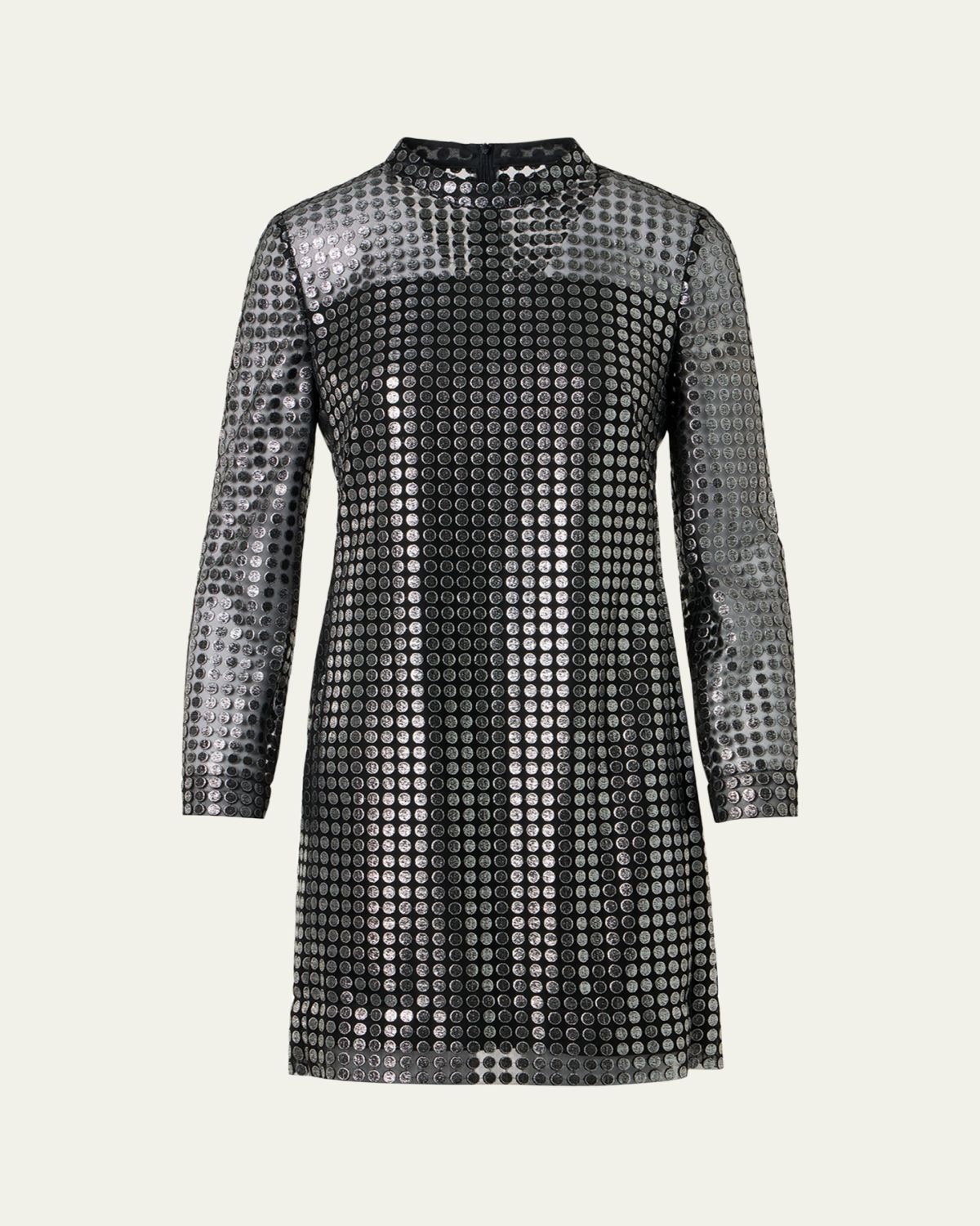 Akris punto Metallic Dot-Embroidered Tulle Mini Dress