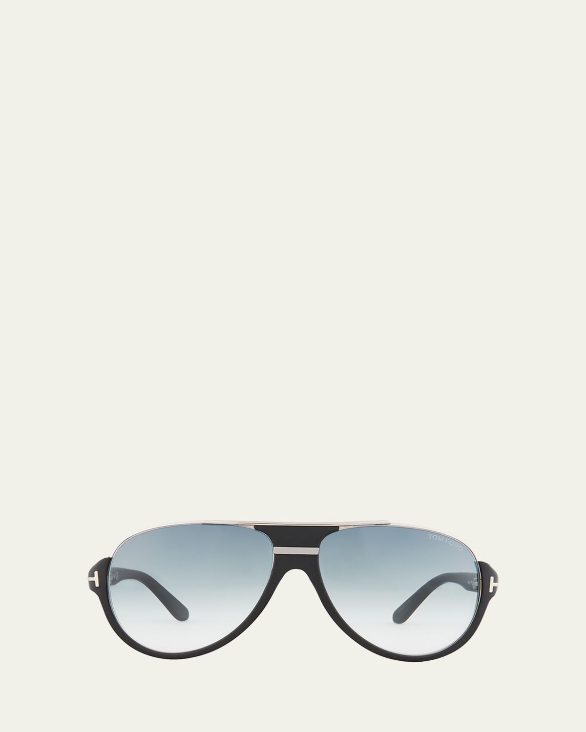 TOM FORD Dimitry Half-Rim Aviator Sunglasses, Matte Black/Shiny Dark Ruthenium/Gradient Blue | Thumbnail 4