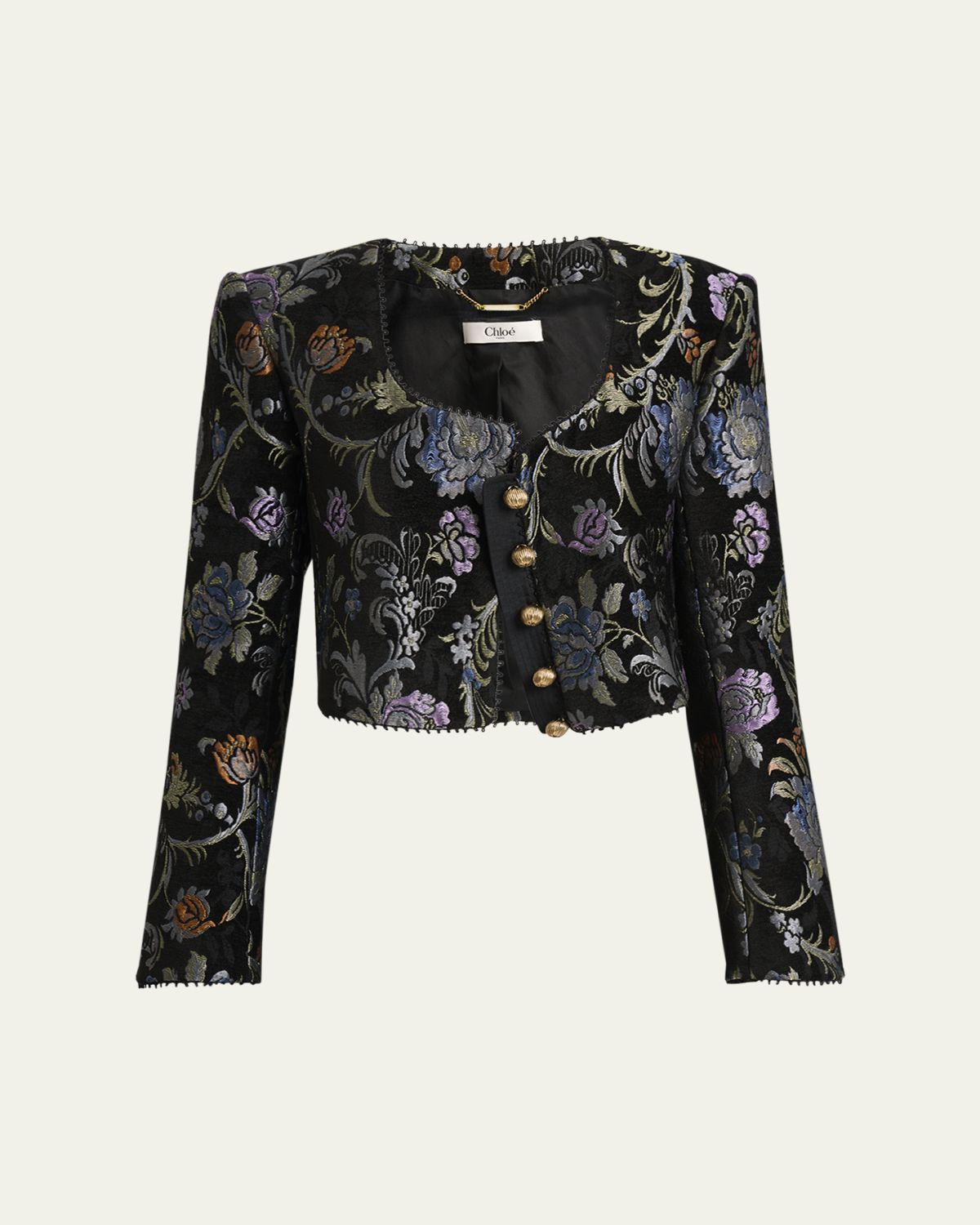 Chloe Floral Brocade Crop Jacket
