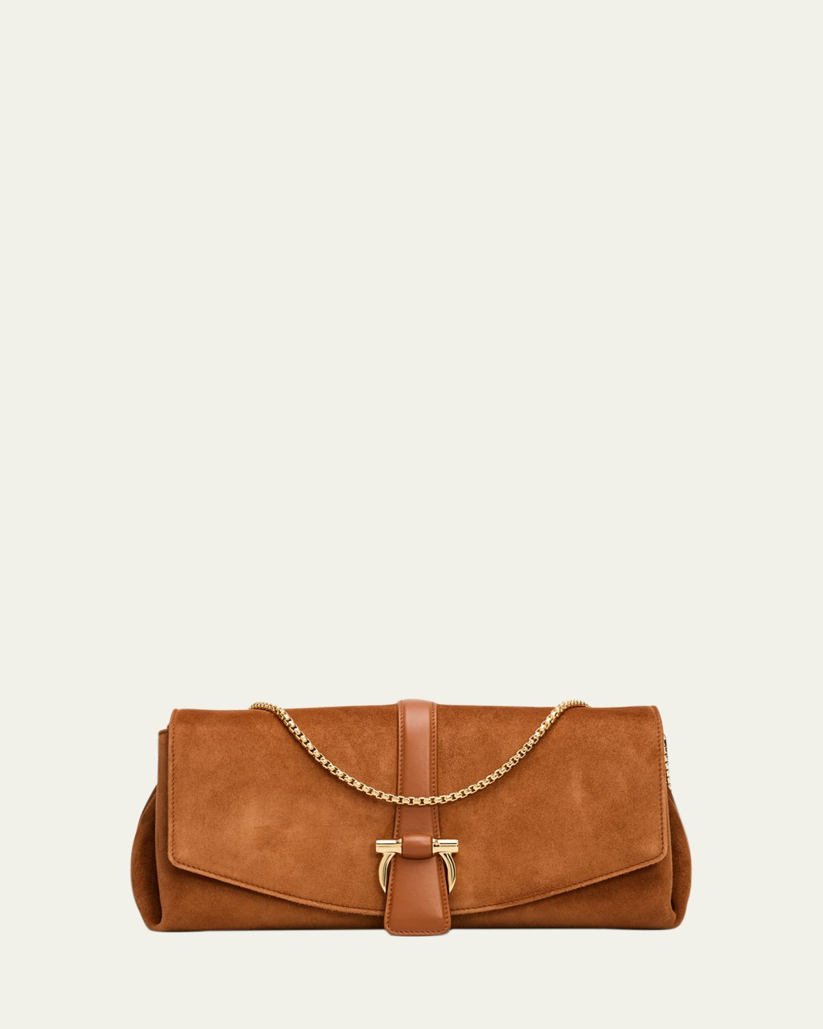Ferragamo Suede Gancio Buckle Shoulder Bag