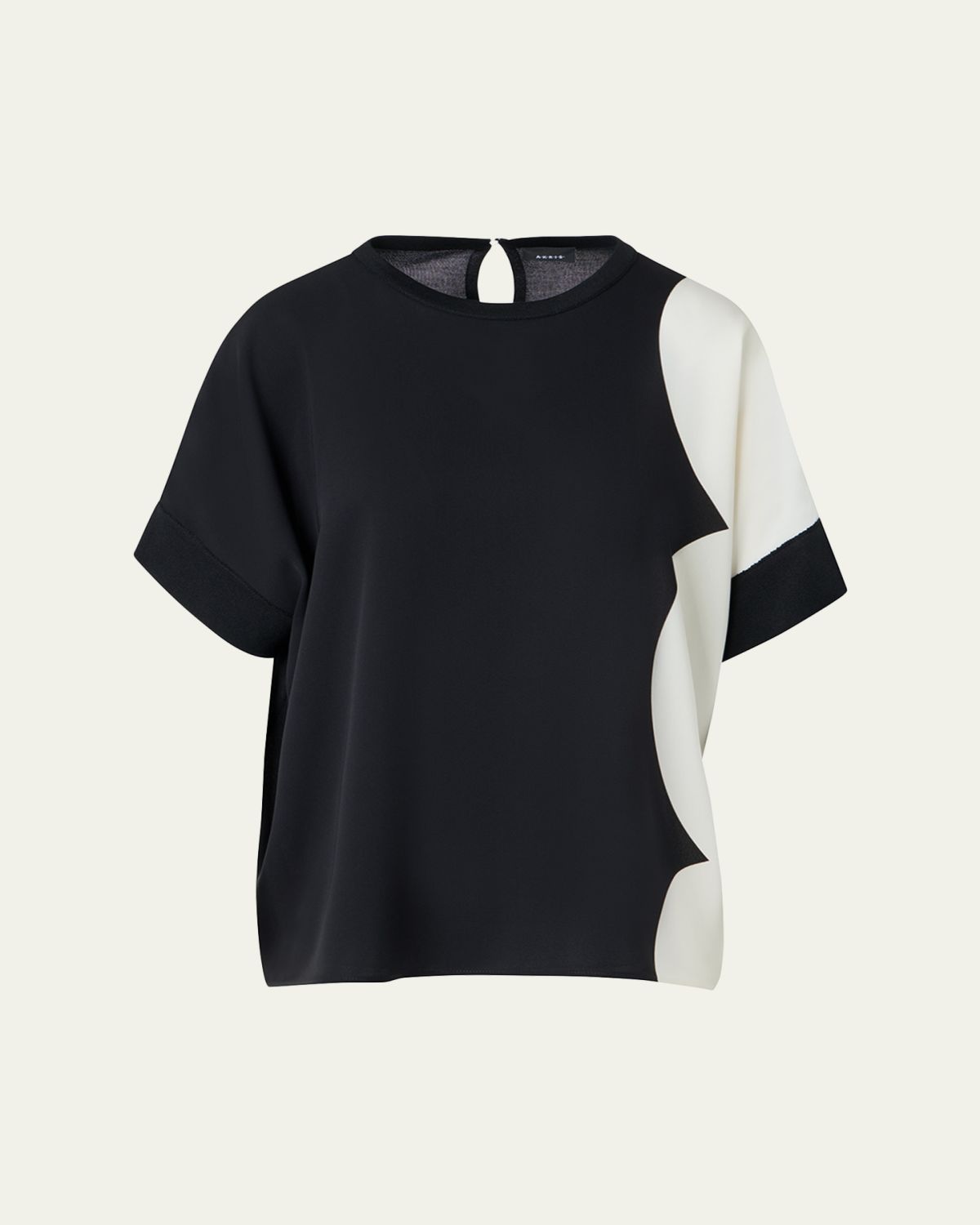 Akris Silk-Front Short-Sleeve Sweater