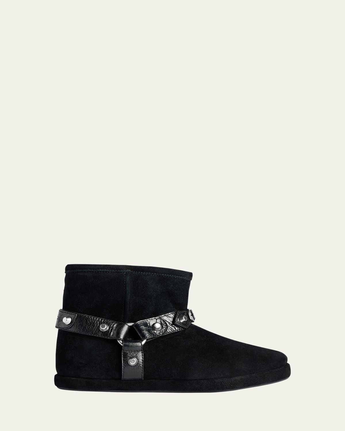 Balenciaga Alaska Soft Shearling-Lined Suede Ankle Booties
