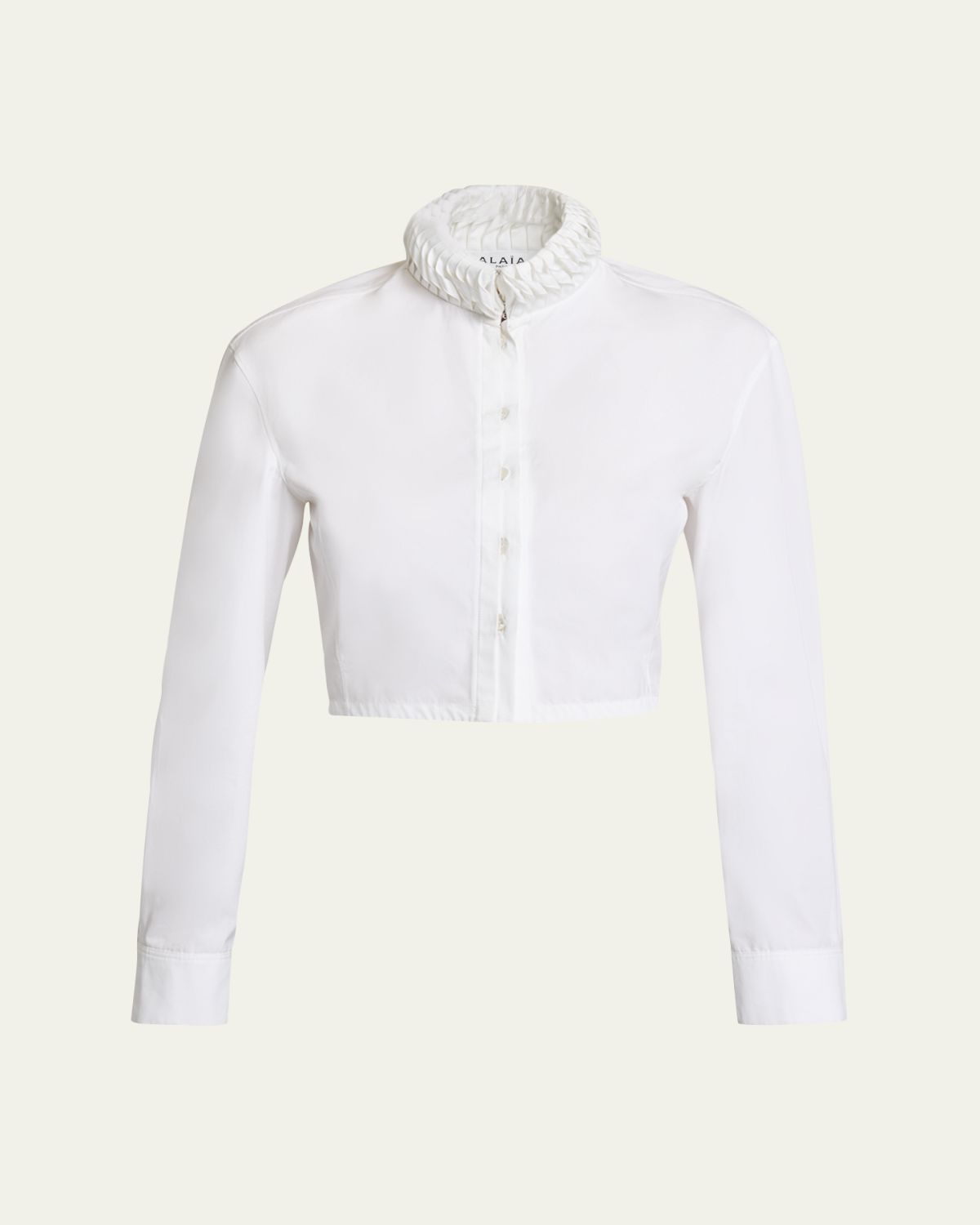 ALAIA Trimmed Collar Crop Button-Down Shirt