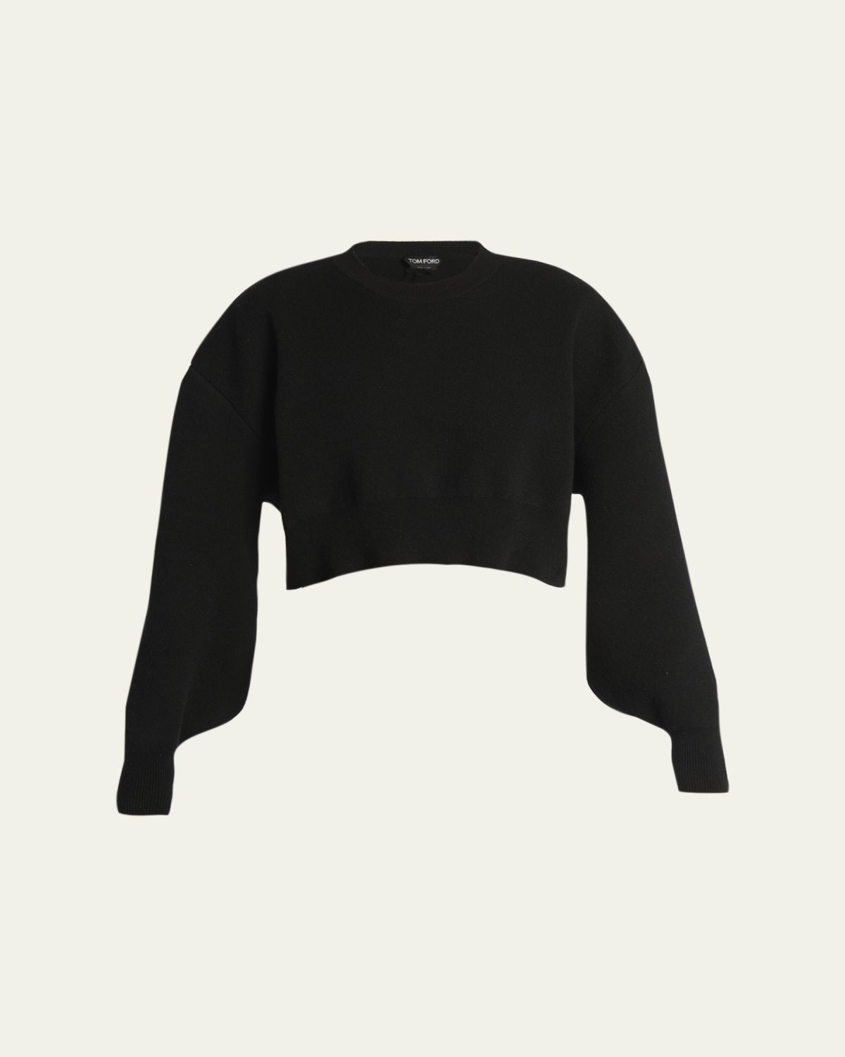TOM FORD Wool-Cashmere Blouson-Sleeve Crop Sweater