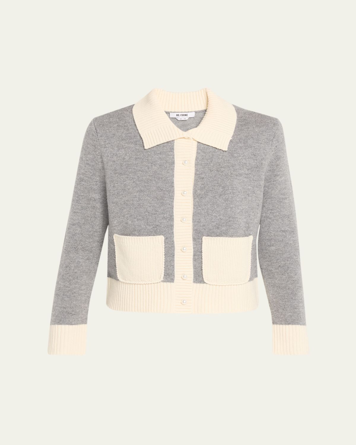 RE/DONE Contrast Wool-Cashmere Cardigan
