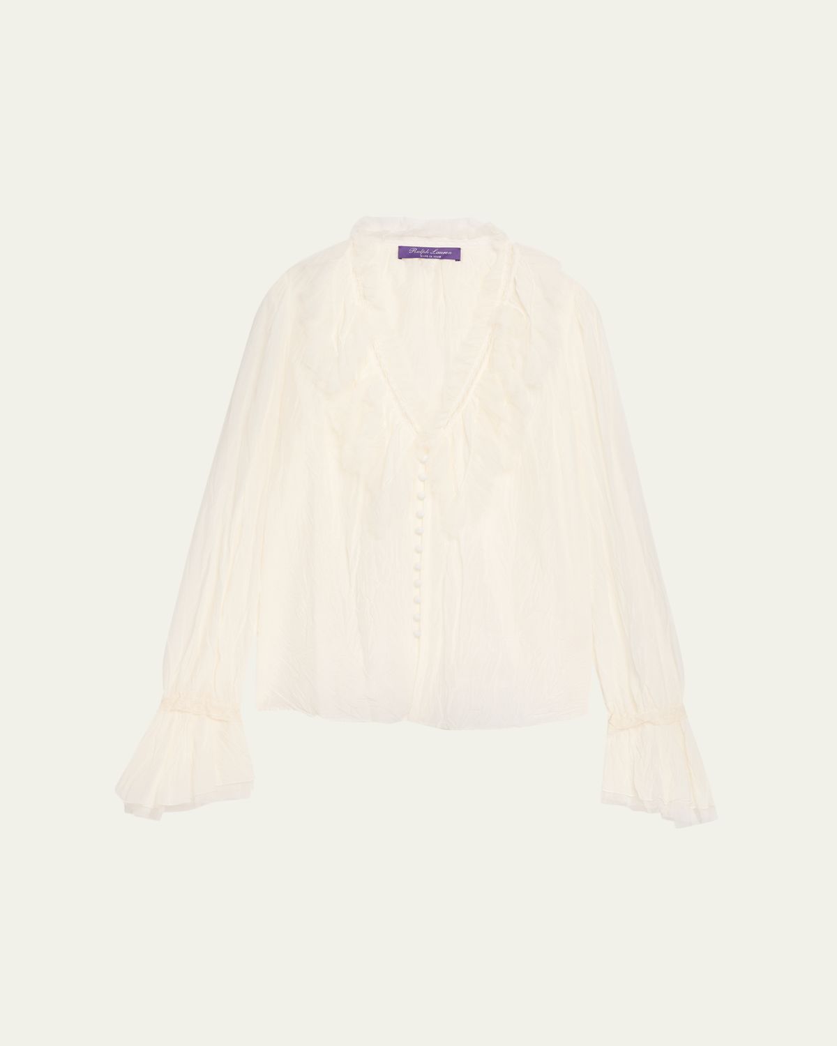Ralph Lauren Collection Kensley Cotton-Silk Voile Ruffle Blouse