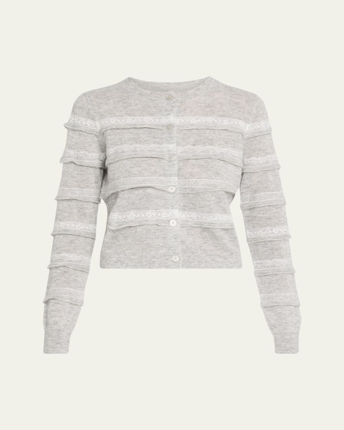 LoveShackFancy Claralise Alpaca-Blend Lace Stripe Cardigan