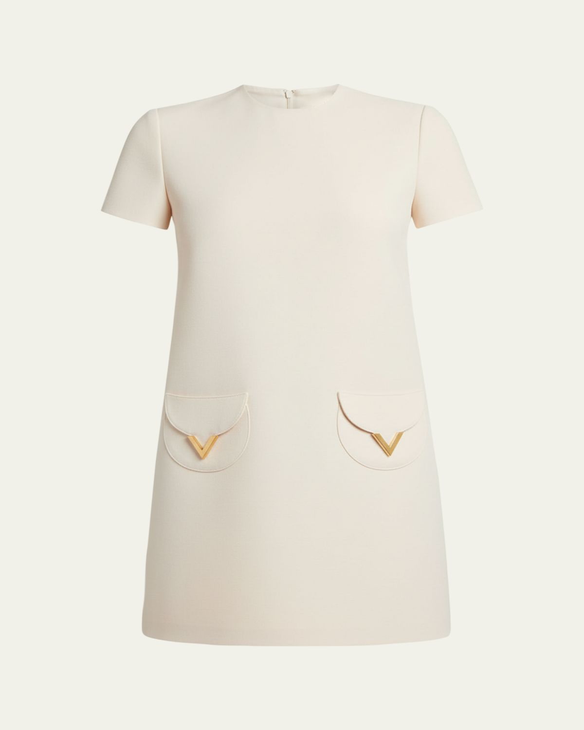 Valentino Garavani V-Logo Pocket Short-Sleeve Crepe Mini Dress