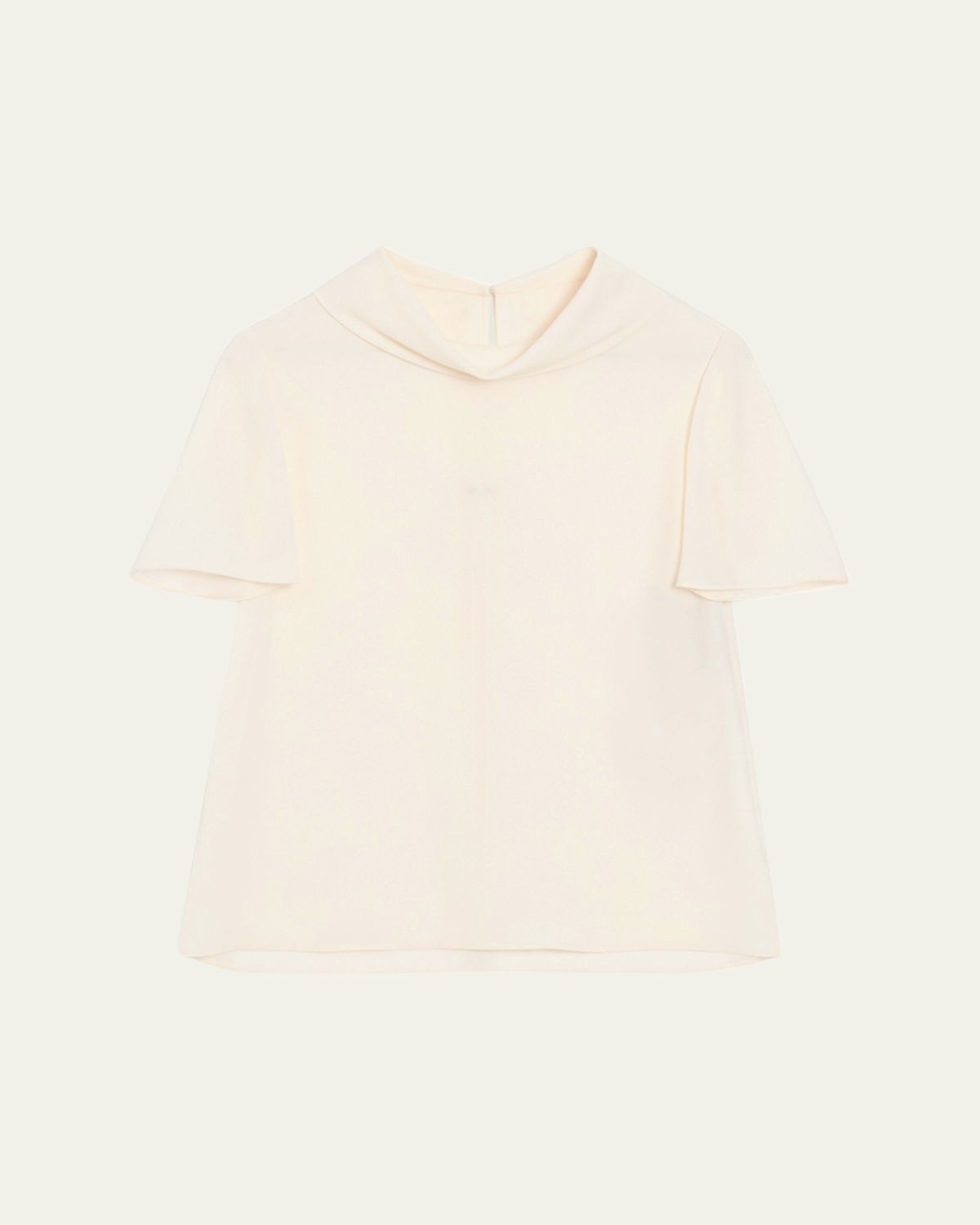 Valentino Garavani Mock-Neck Short-Sleeve Silk Top