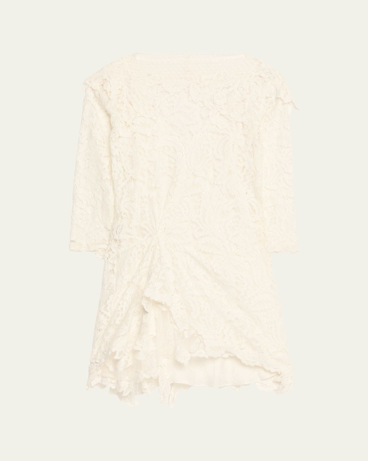 Isabel Marant Rubiana Gathered Lace 3/4-Sleeve Mini Dress