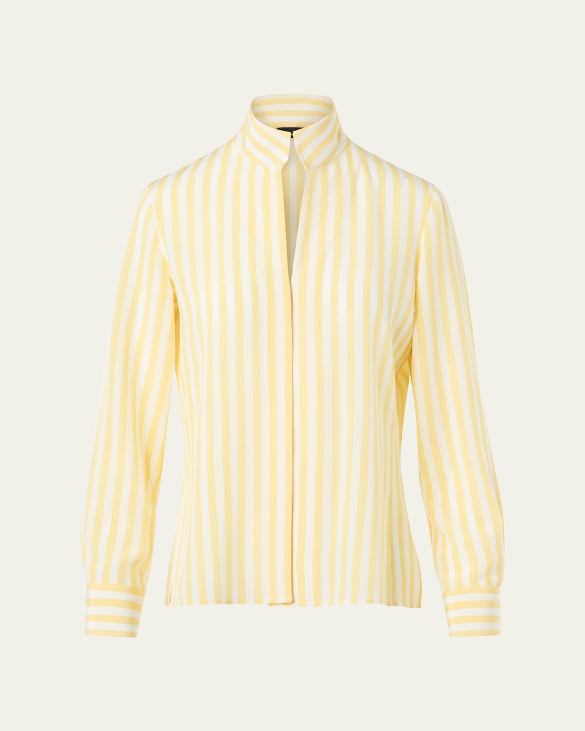 Akris Striped Silk Crepe Button-Down Shirt