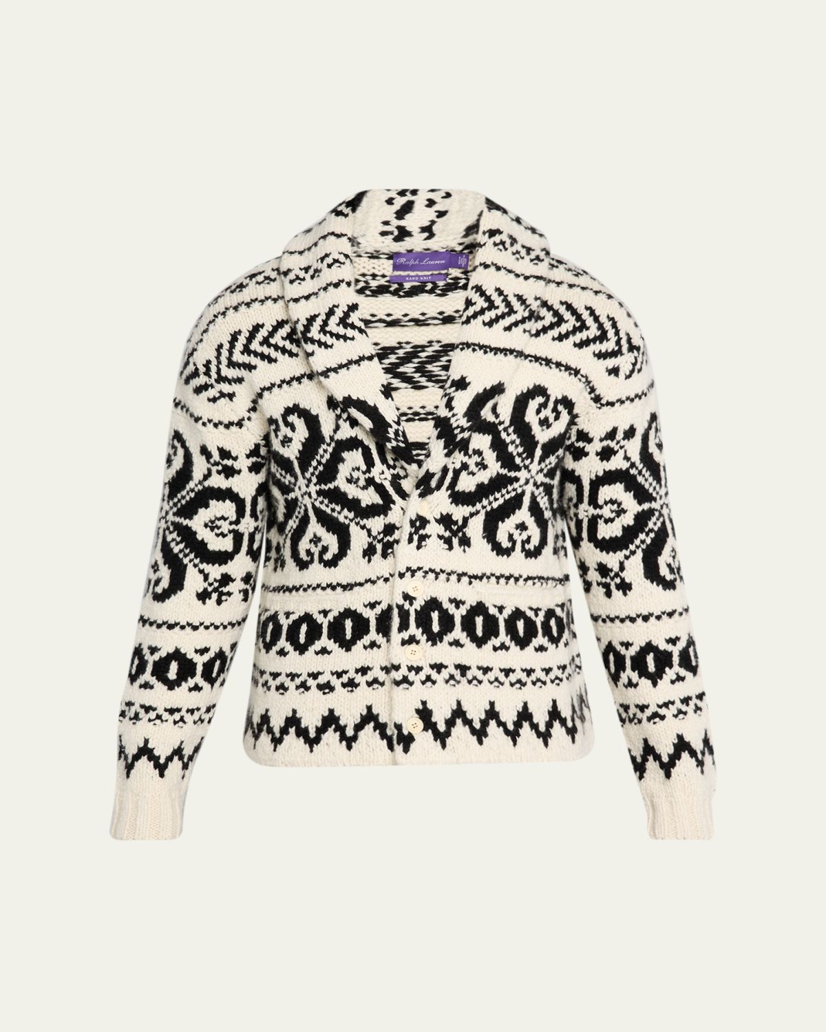 Ralph Lauren Purple Label Men's Cashmere Intarsia Fair Isle Shawl Cardigan