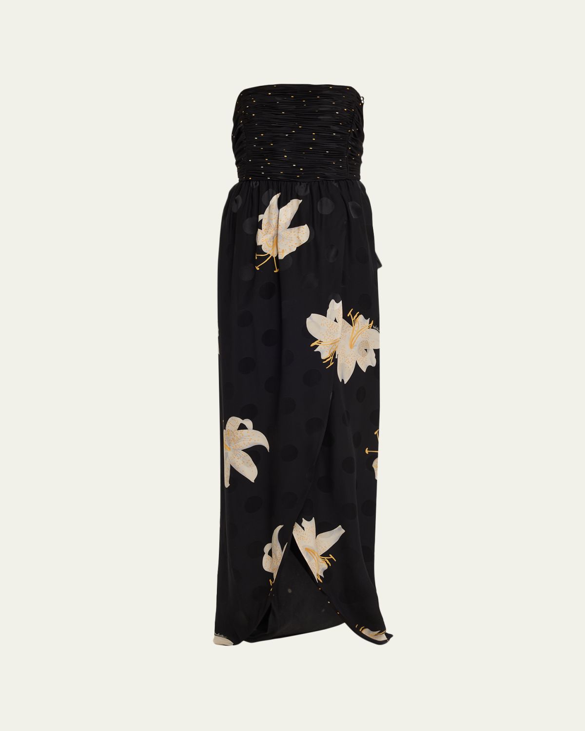 Valentino Garavani Crepe de Chine Jacquard Long Strapless Dress