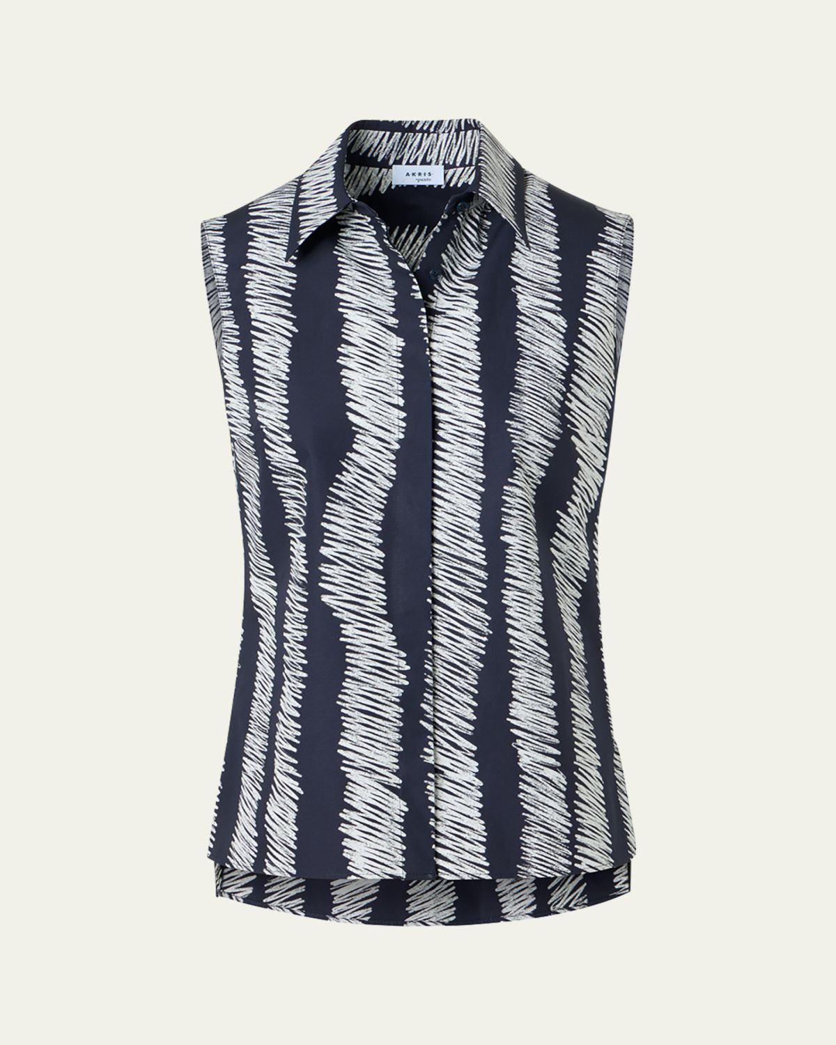 Akris punto Scribble-Print Cotton Sleeveless Tunic Blouse