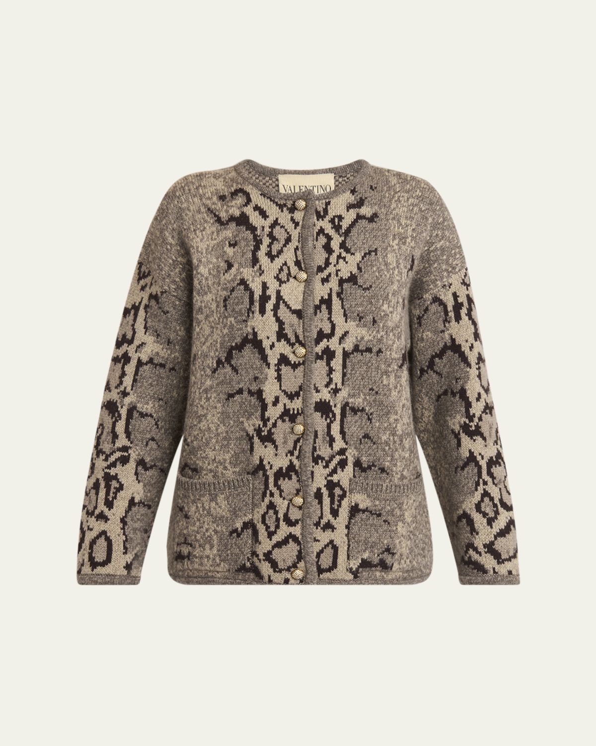 Valentino Garavani Snakeskin-Knit Cashmere Cardigan
