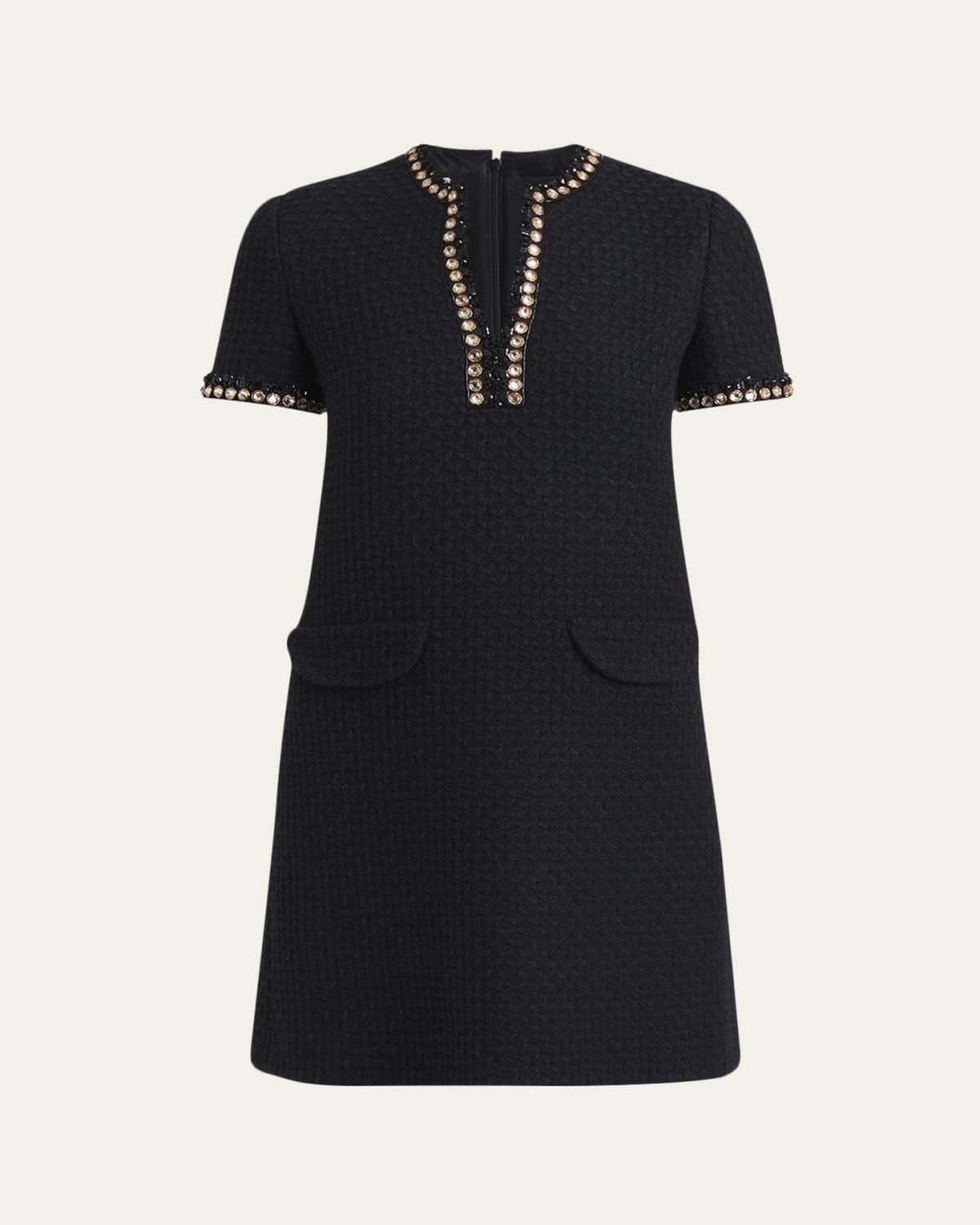 Valentino Garavani Crystal Jacquard Short-Sleeve Mini Dress