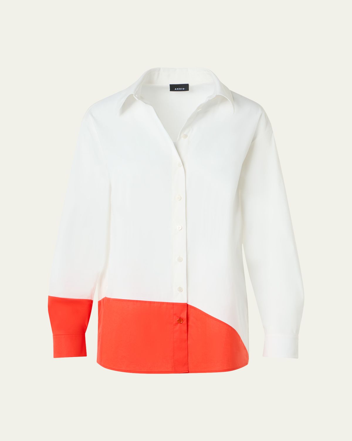 Akris Colorblock Patchwork Button-Down Blouse