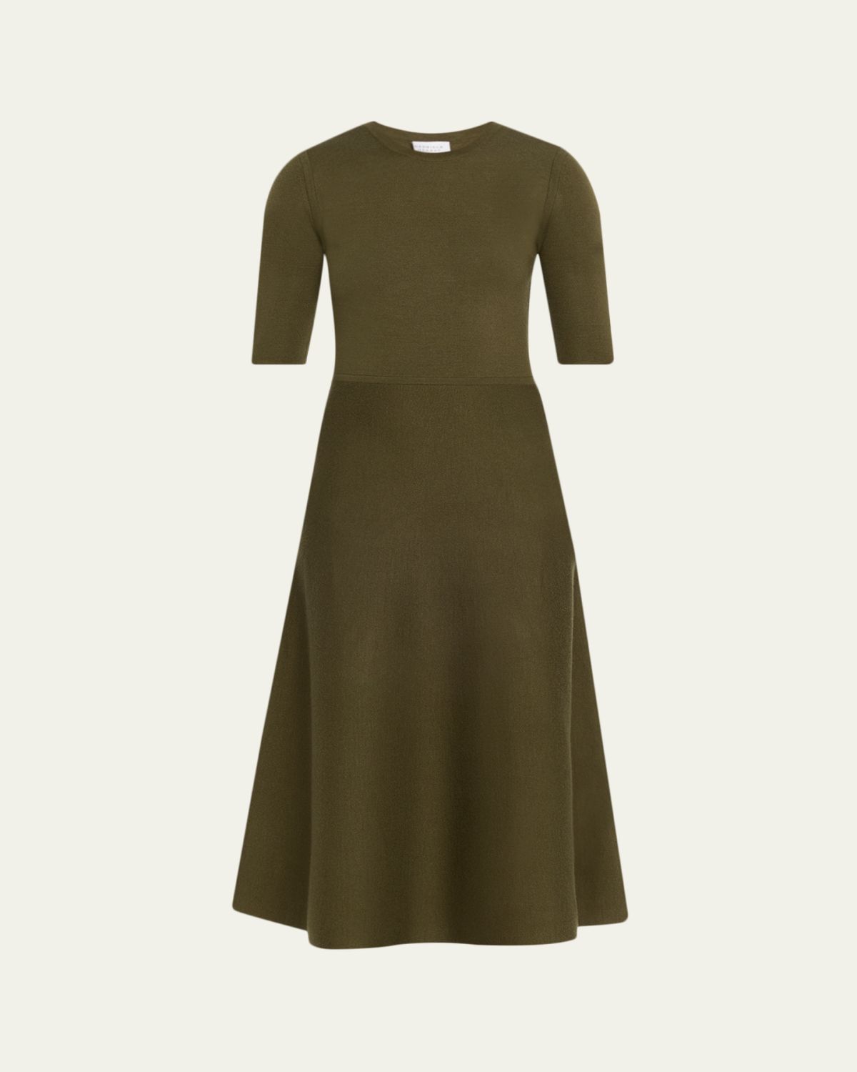 Gabriela Hearst Seymore Wool-Cashmere Short-Sleeve Midi Dress