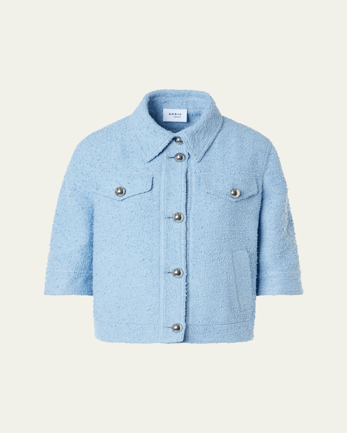 Akris punto Summer Boucle Short-Sleeve Jean Jacket