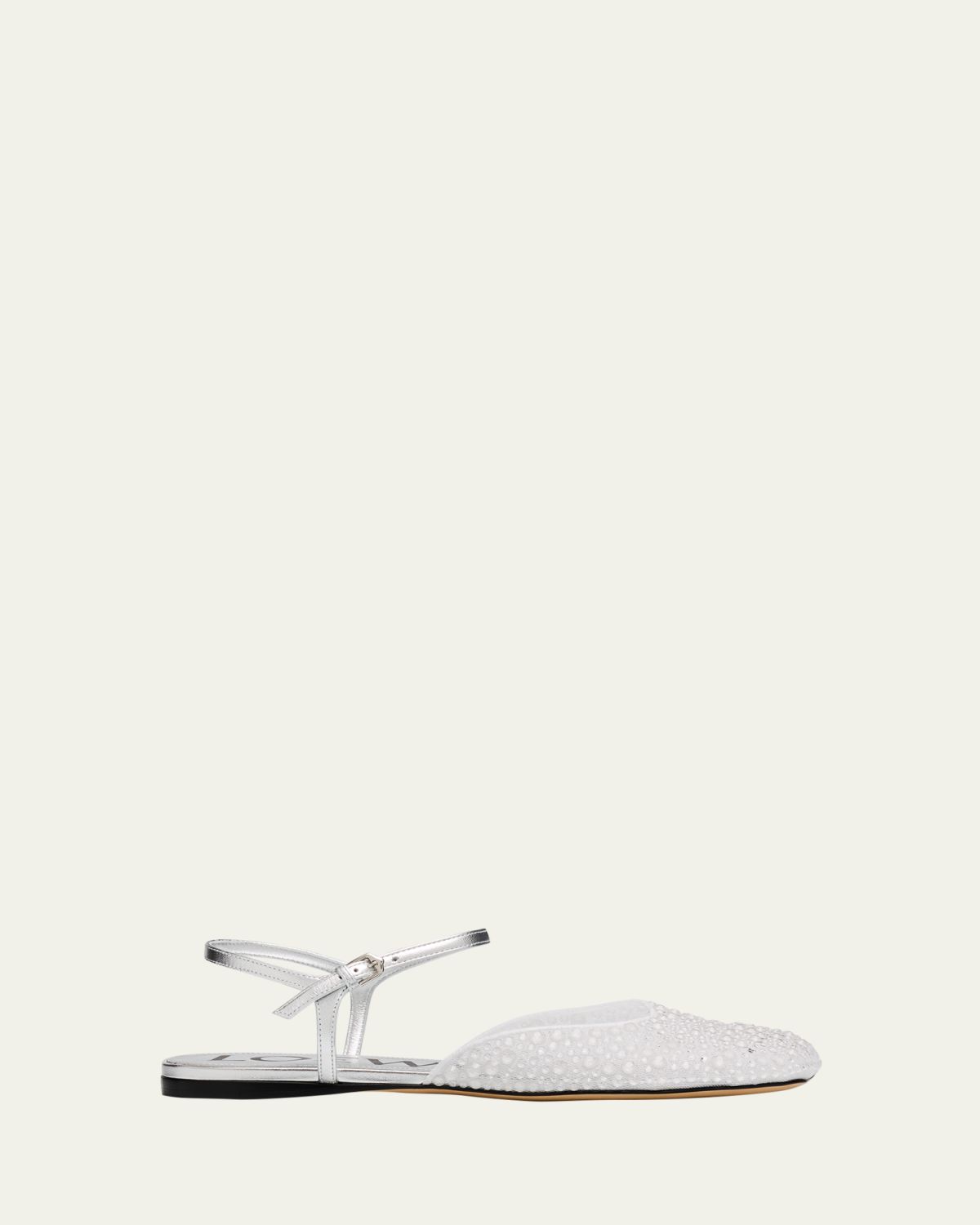 Loewe Toy Embellished Mesh Ankle-Strap Ballerina Flats