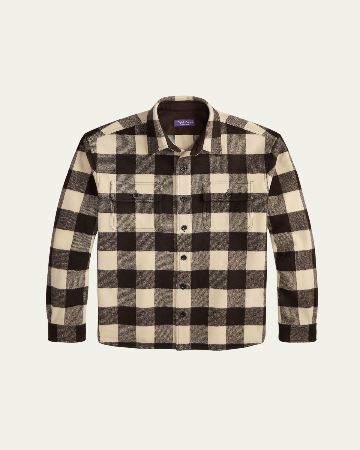 Ralph Lauren Purple Label Men 's Merino Wool Maxi-Check Overshirt