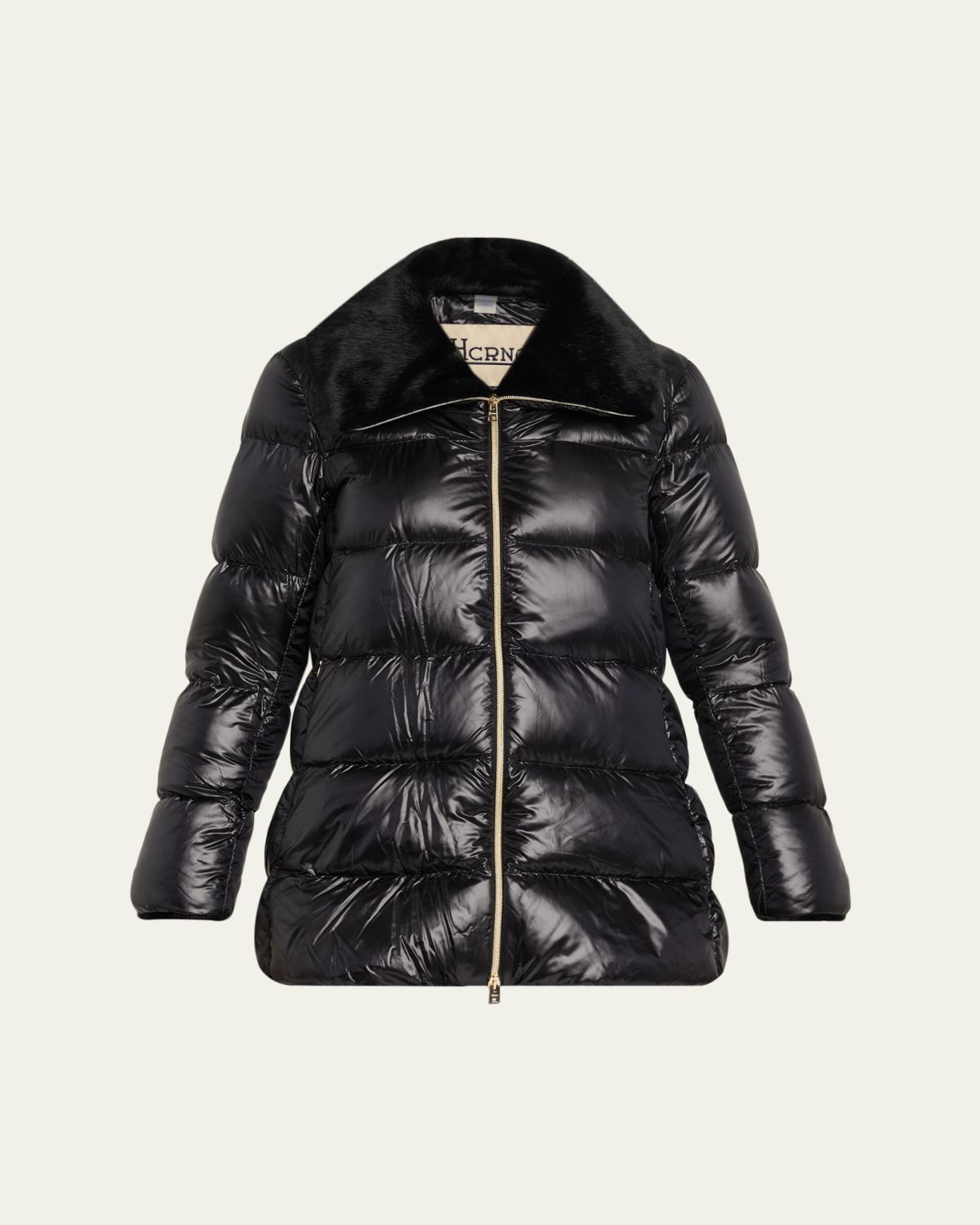 Herno Ultralight Nylon Down Jacket with Alternative Fur