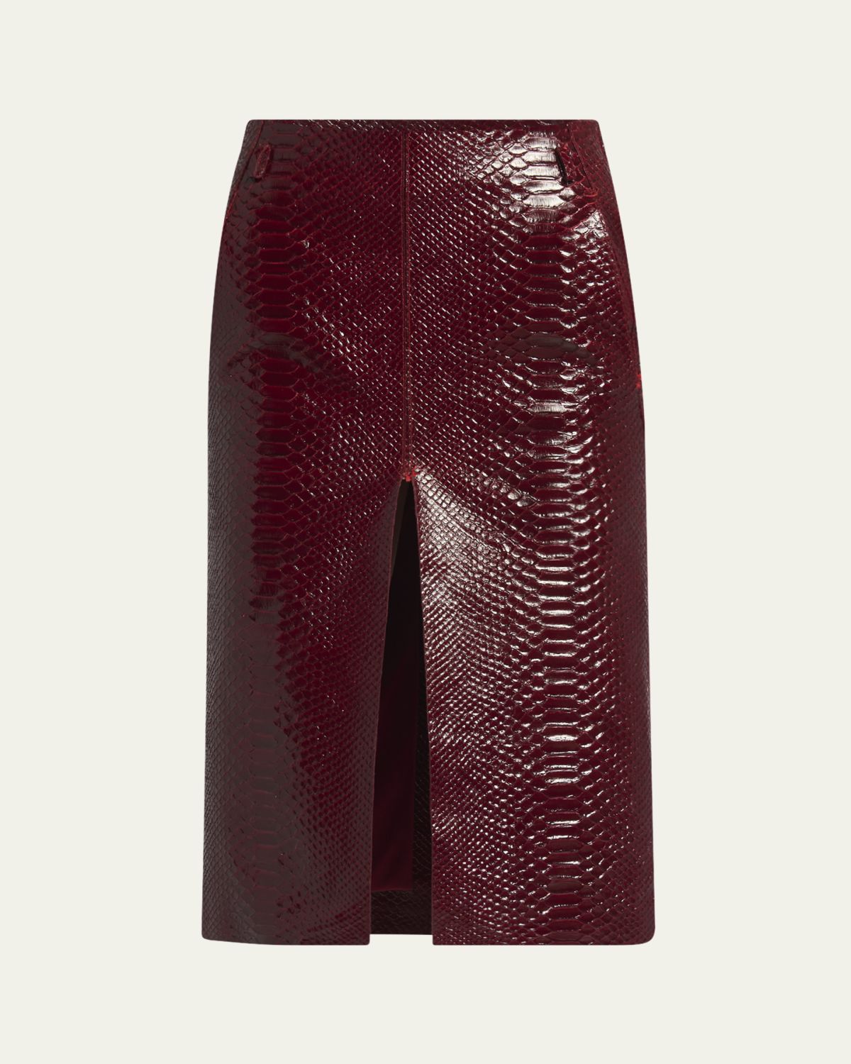 TOM FORD Snake-Effect Leather Midi Skirt