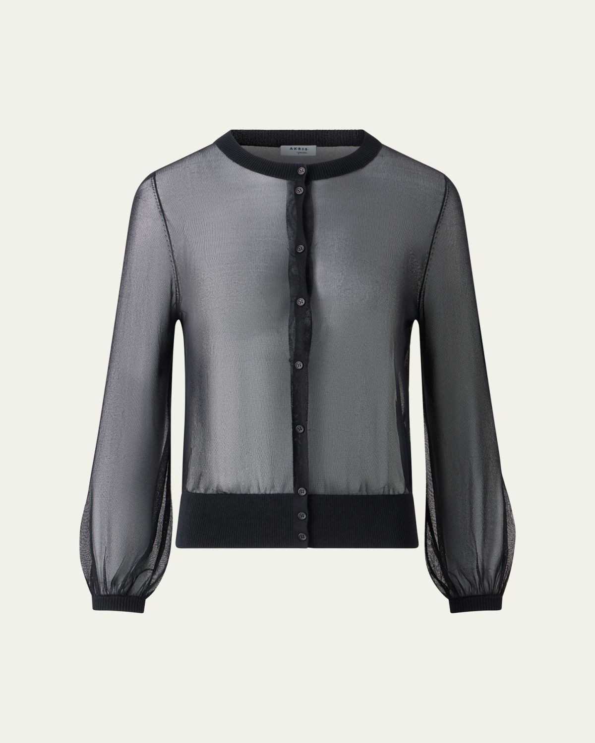Akris punto Sheer Knit Crewneck Cardigan