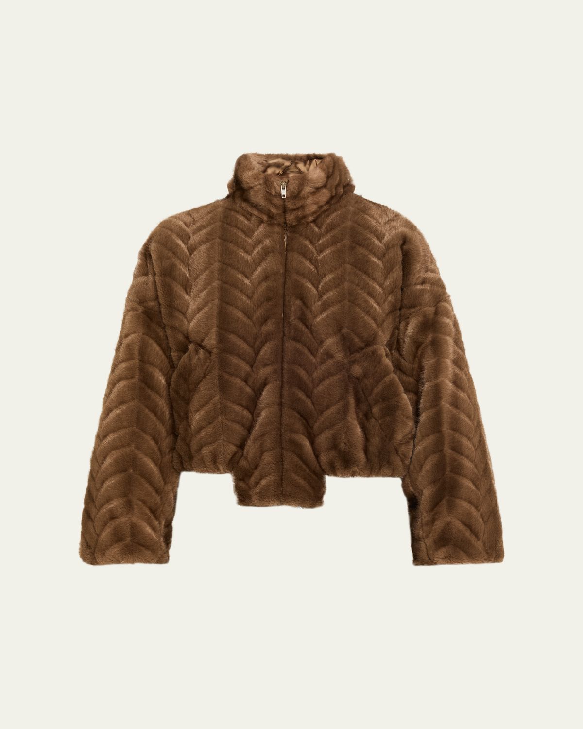 Balenciaga Cropped Faux Fur Bomber Jacket