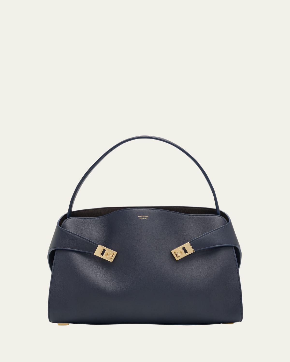 Ferragamo Hug Medium Soft Bicolor Leather Shoulder Bag