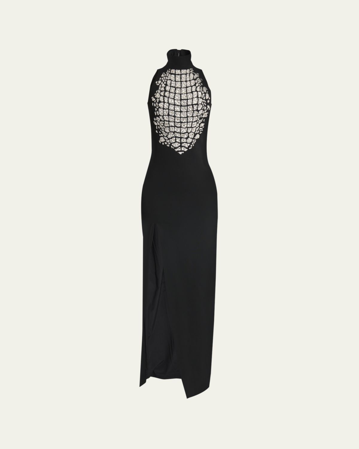 Balmain Halterneck Embroidered-Croco Dress