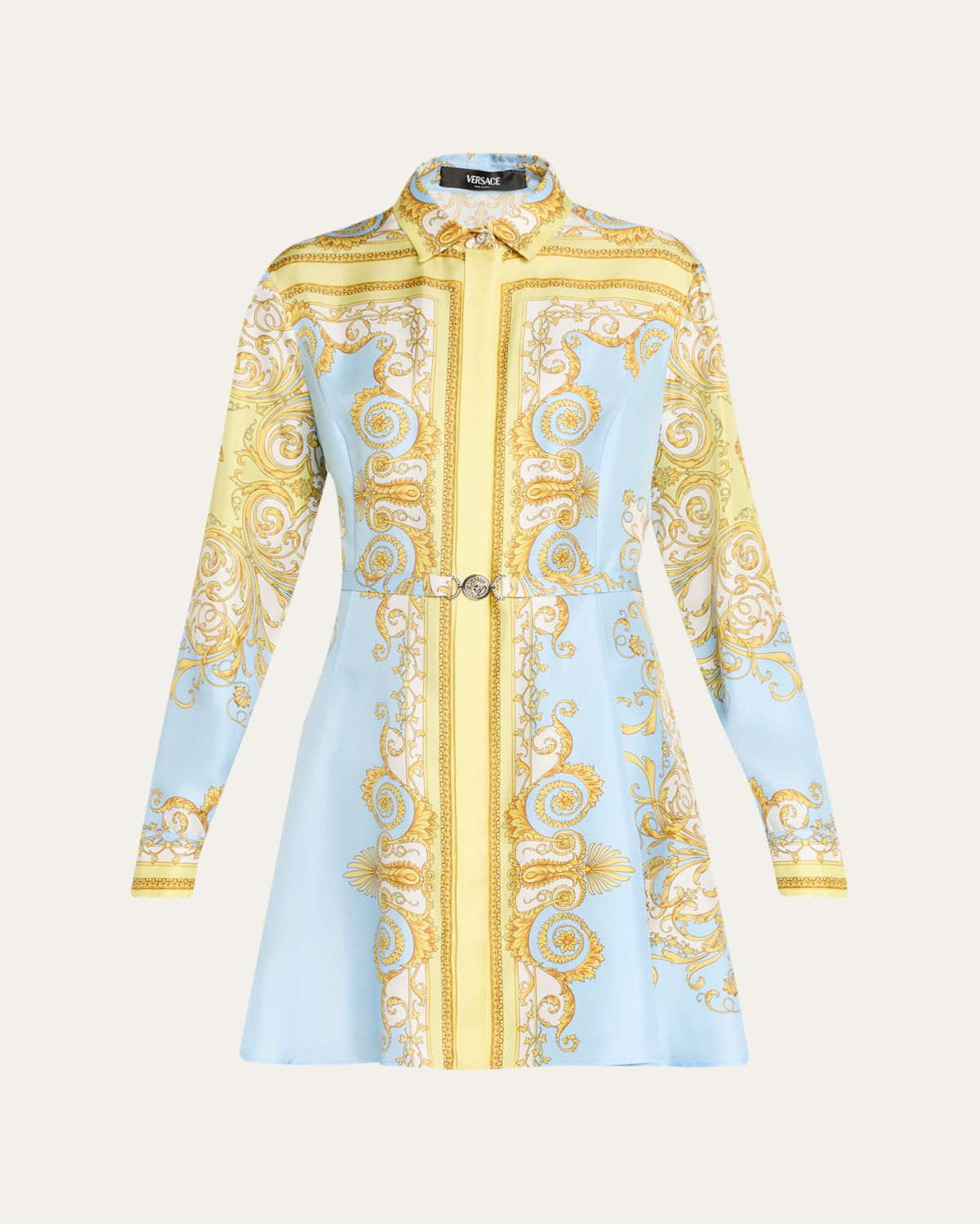 Versace Spring Barocco Silk Twill Mini Dress