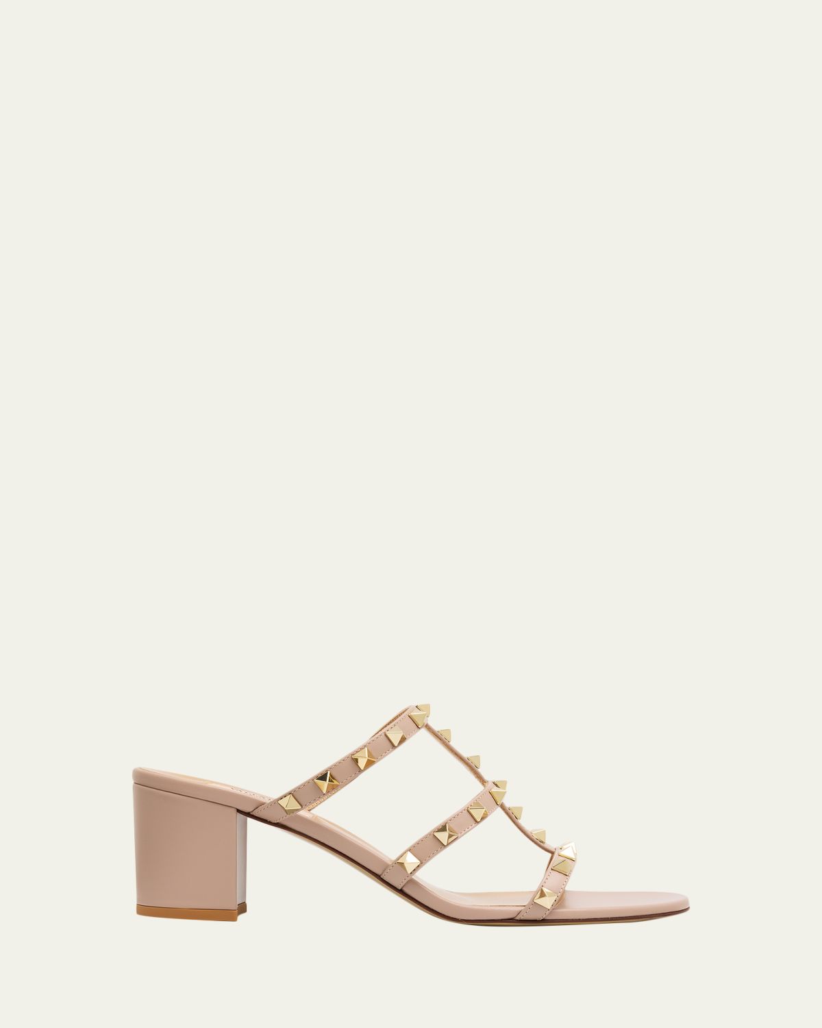 Valentino Garavani 60mm Rockstud Caged Block-Heel Slide Sandals