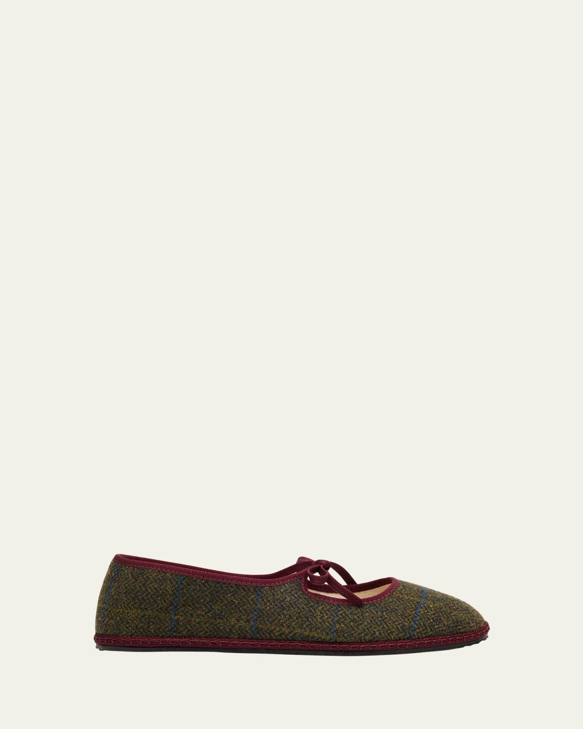 Vibi Venezia Brigitte Wool-Blend Tweed Mary Jane Flats
