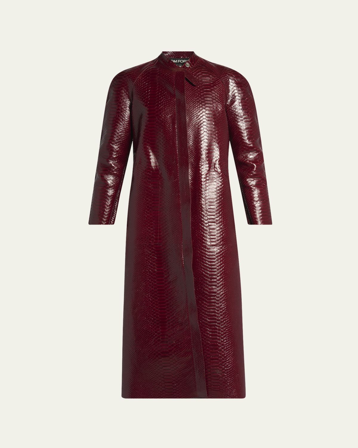 TOM FORD Snake-Embossed Leather Long Coat