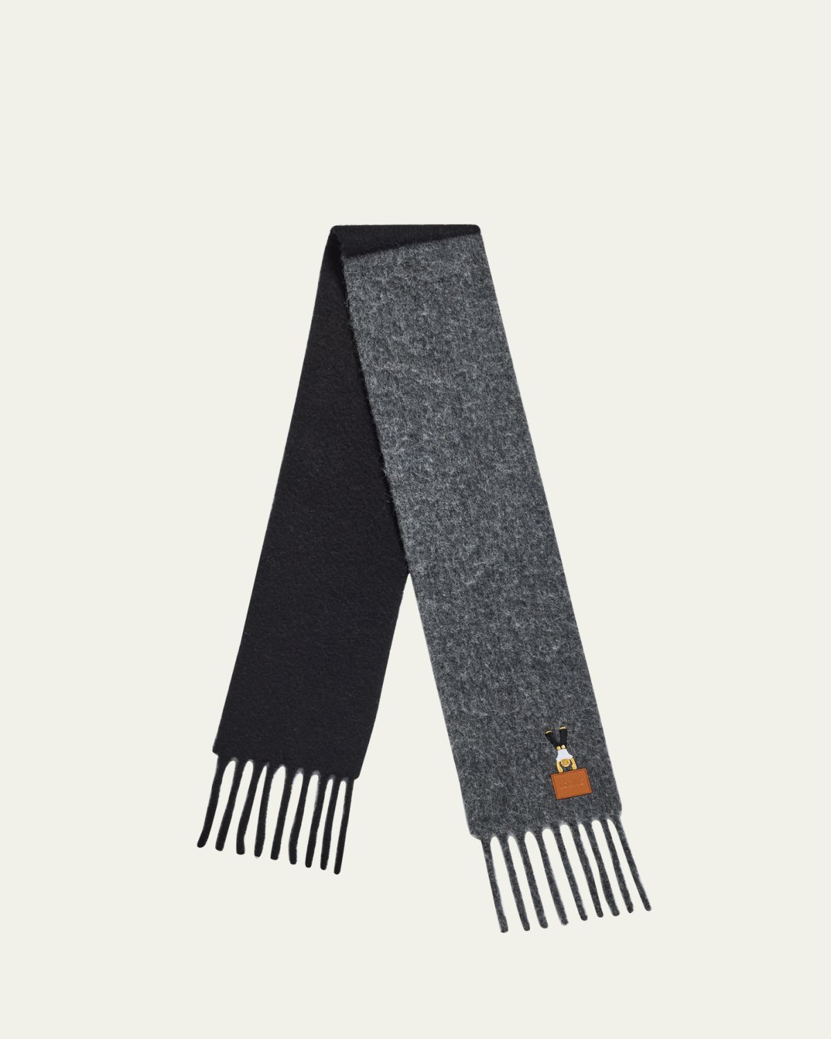 Loewe Embroidered Two-Tone Wool Scarf
