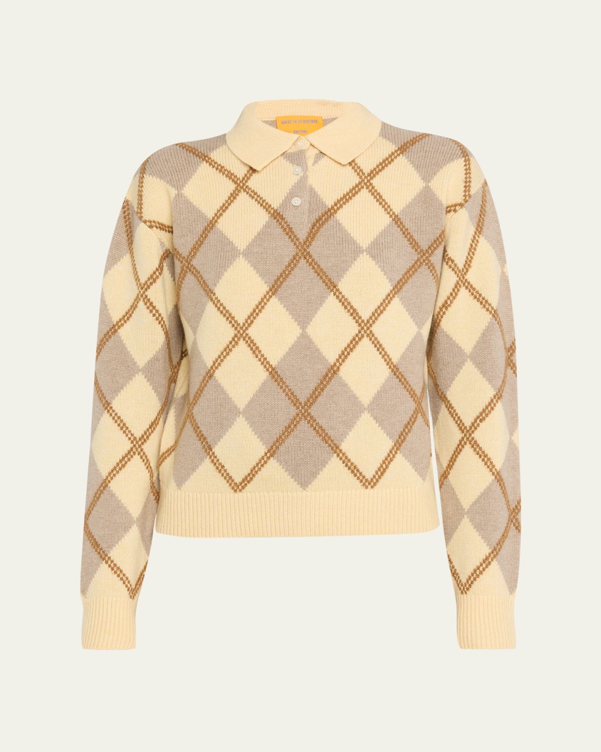 Guest in Residence Collegiate Argyle Wool-Cashmere Polo