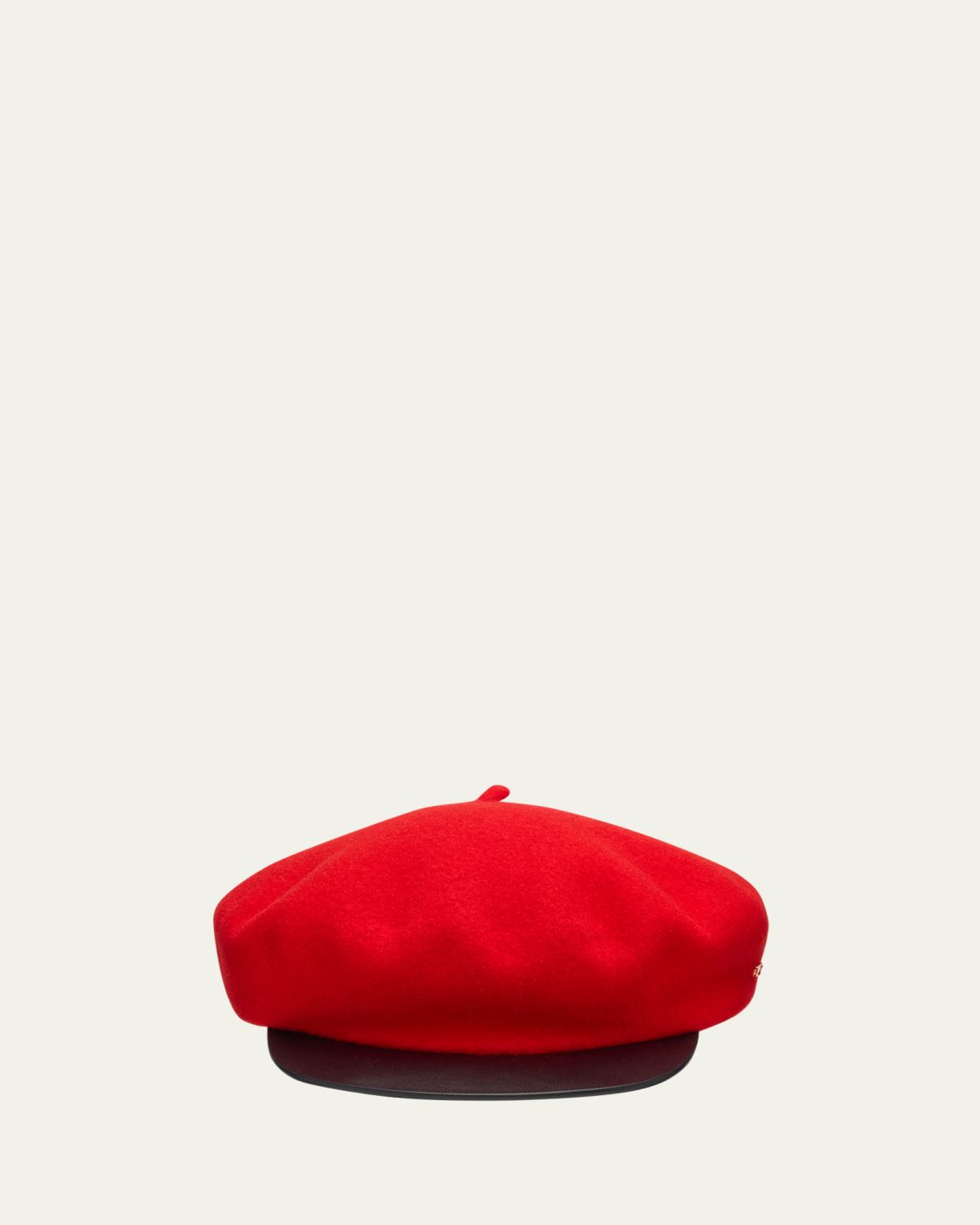 Valentino Garavani Men's VLogo Wool Beret with Calfskin Brim