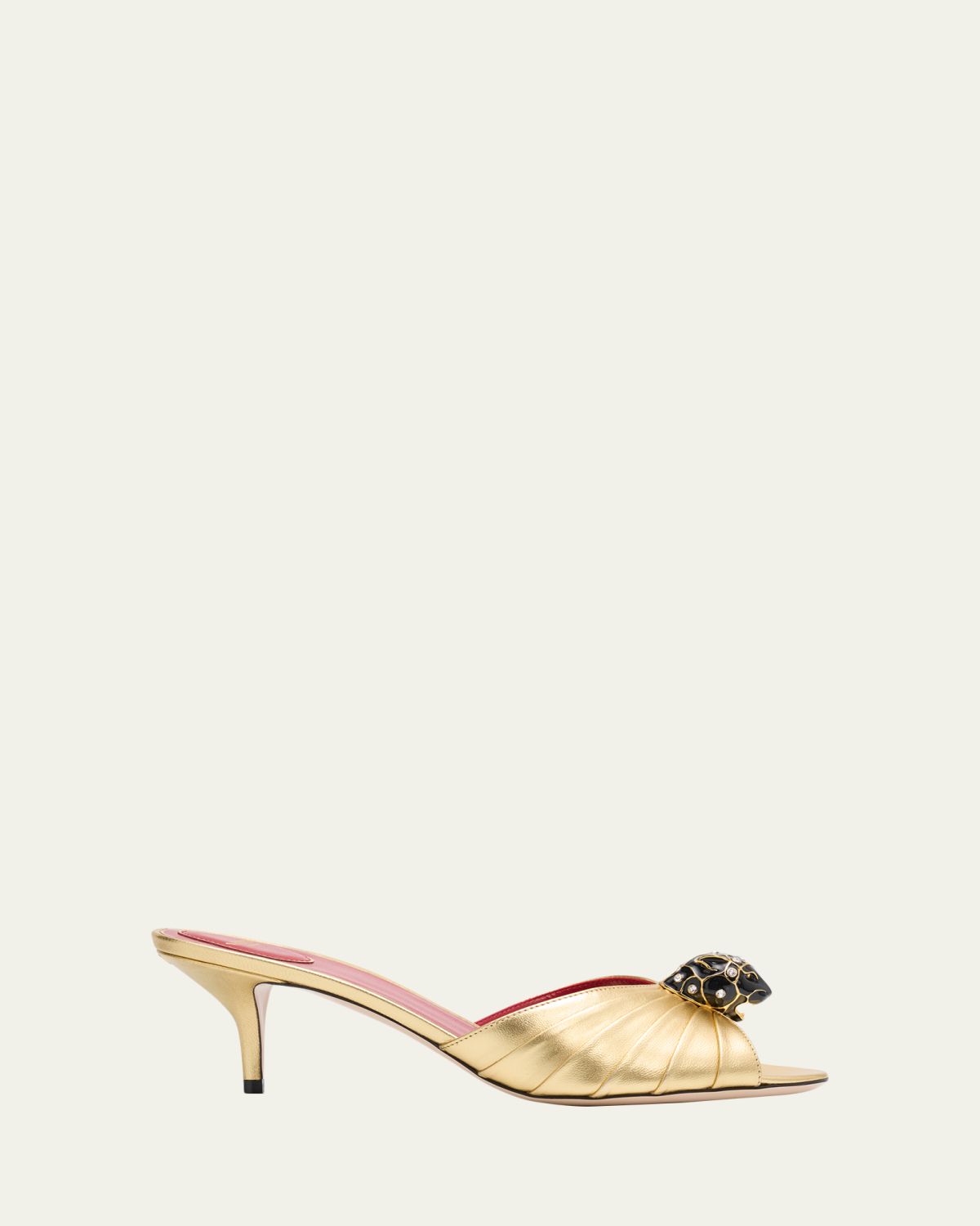 Valentino Garavani 55mm Panthea Embellished Metallic Leather Mules