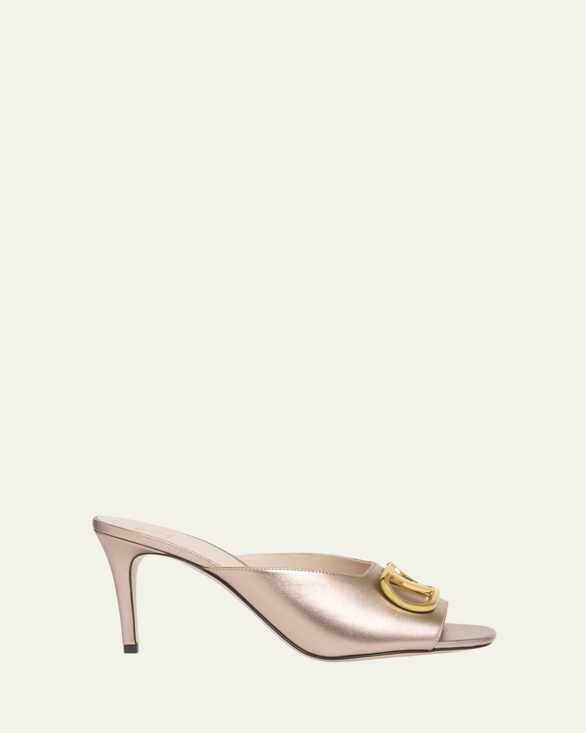 Valentino Garavani 80mm VLogo Signature Metallic Leather Mule Pumps
