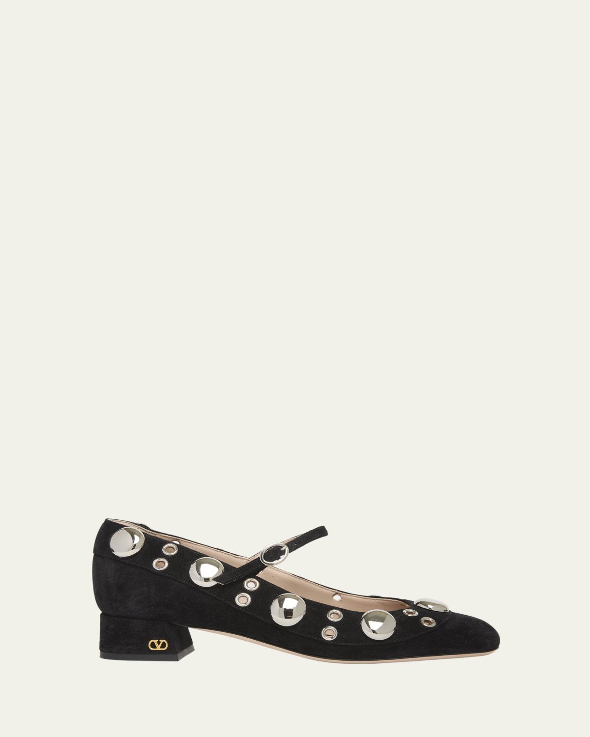 Valentino Garavani 30mm Nellcote Studded Suede Ballerina Pumps