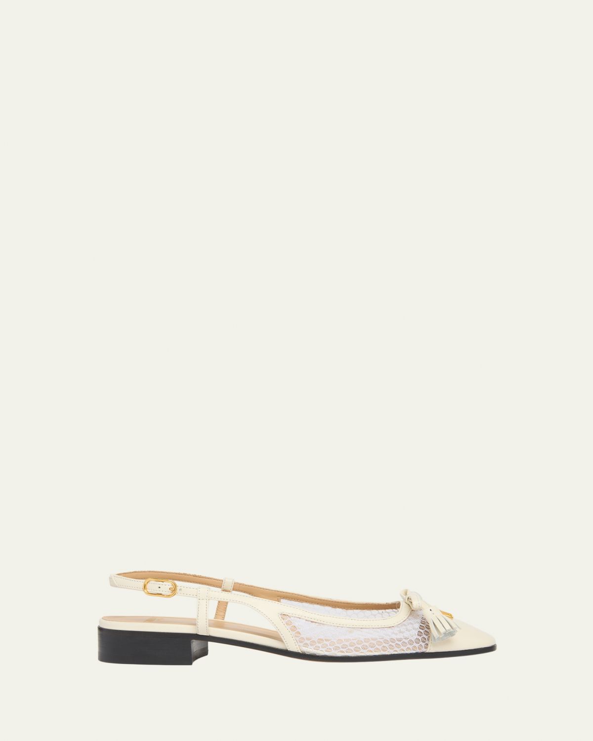 Valentino Garavani 25mm VLogo Signature Valet Mesh and Leather Ballerina Flats