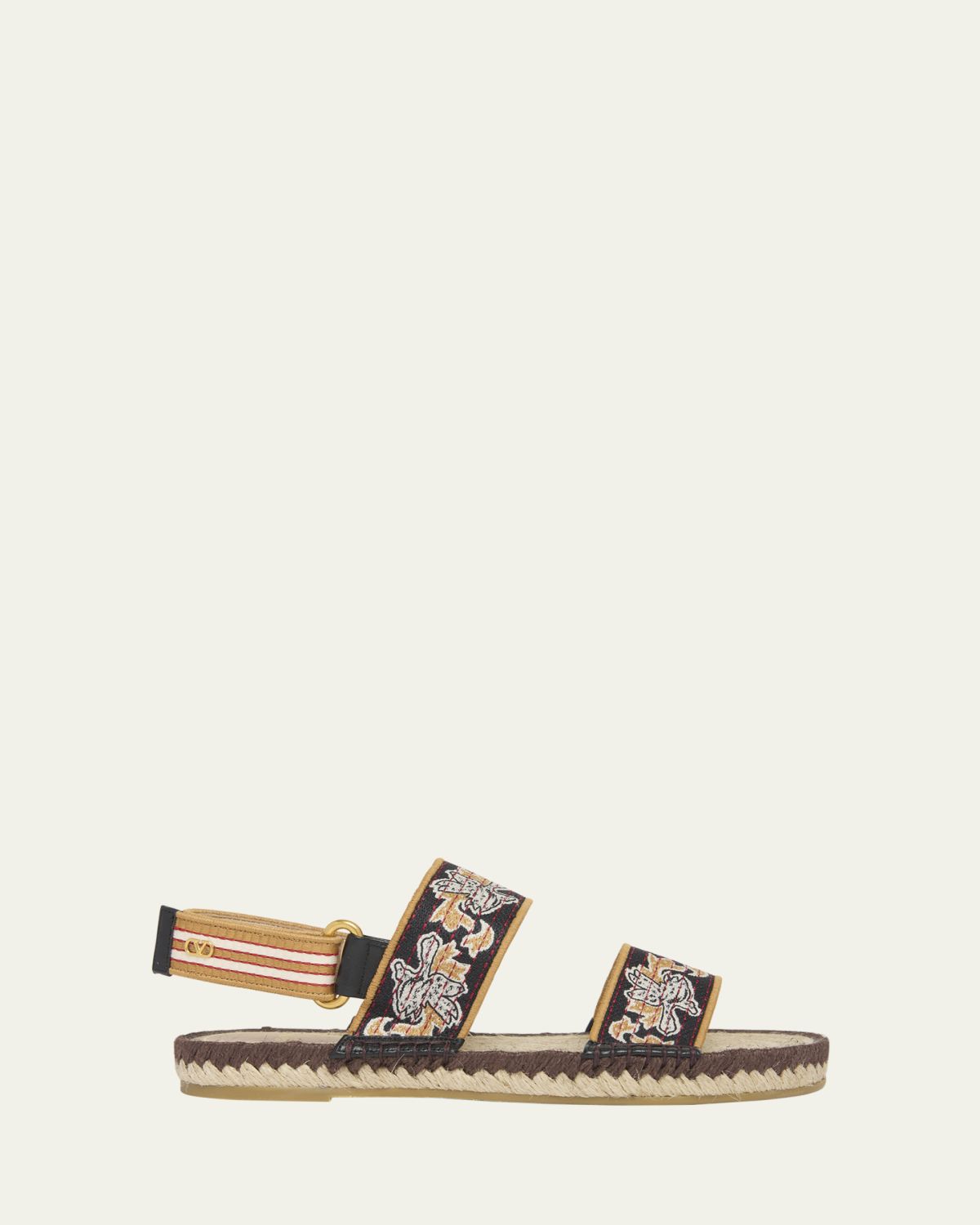 Valentino Garavani Bribri Embroidered Flat Espadrille Sandals