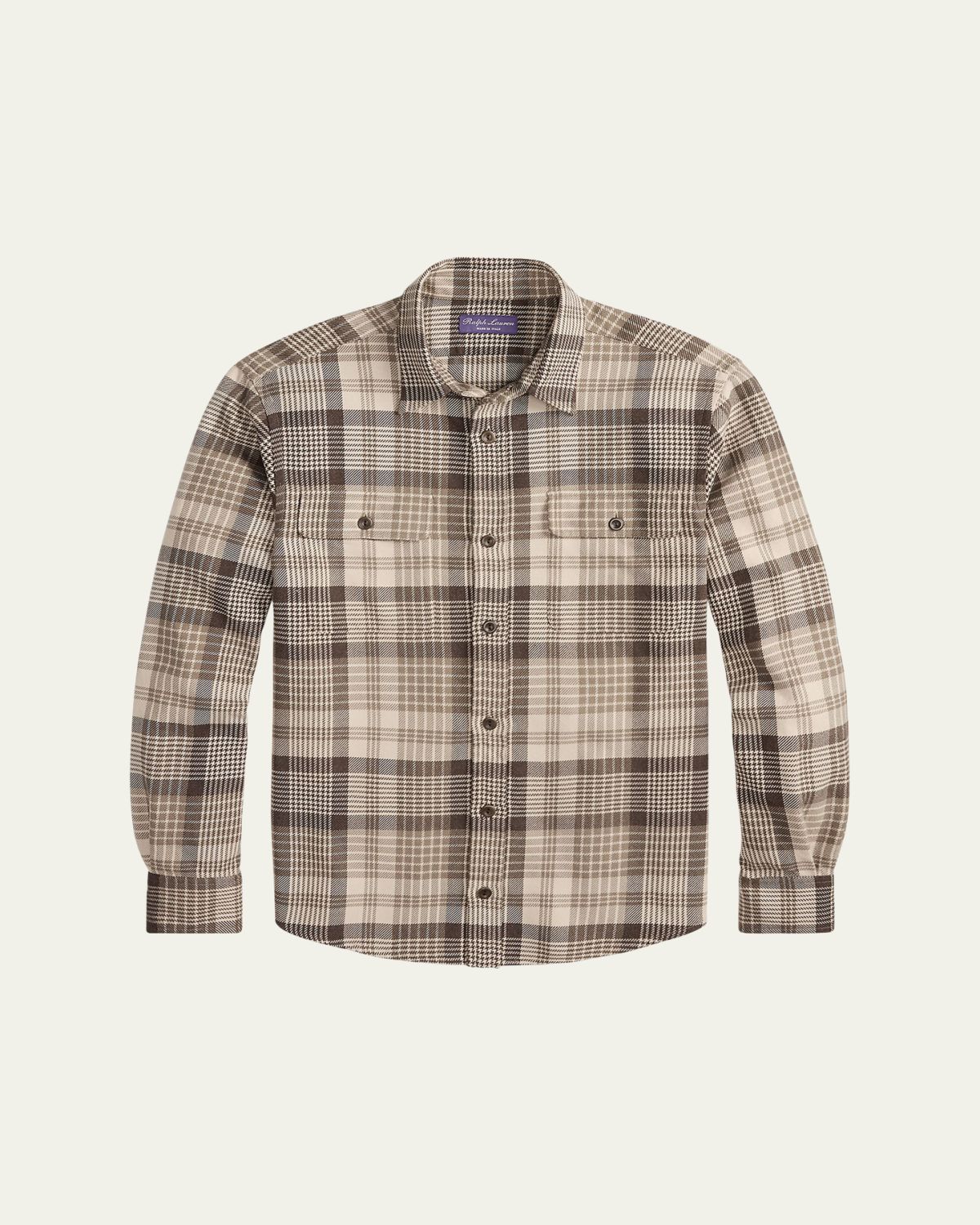 Ralph Lauren Purple Label Men's Cotton Plaid Double-Pocket Button-Down Shirt