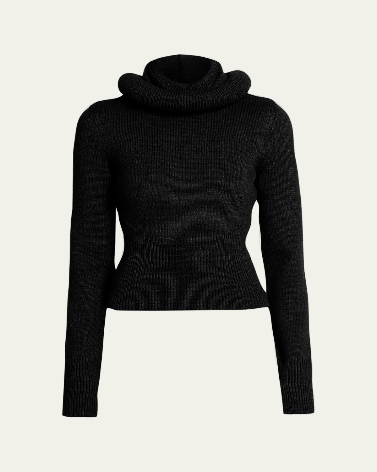 ALAIA Sculptural Hooded Rib-Knit Sweater