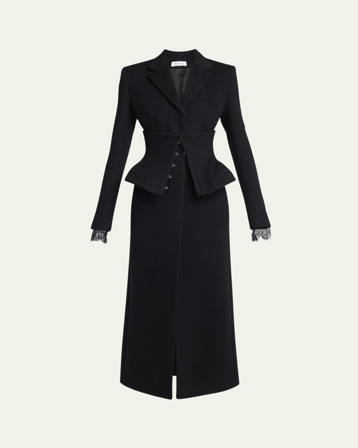 McQueen Long Corset Wool-Cashmere Coat - Women's Clothing