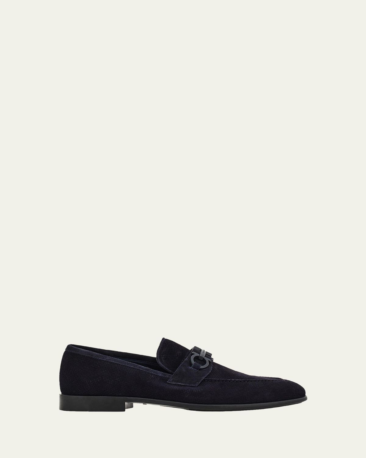 Ferragamo Men's Foster Textured Suede Gancini Bit Loafers | Thumbnail 5
