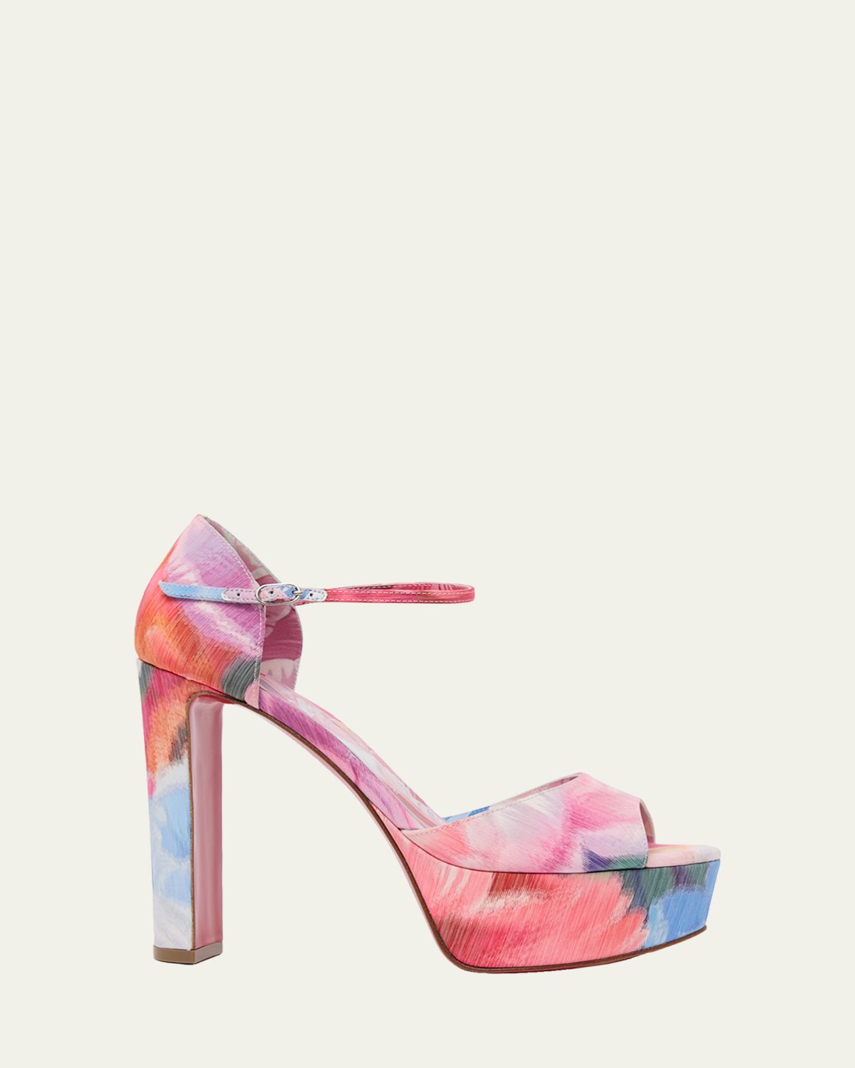 Christian Louboutin 130mm Sandaloo Floral Satin Platform Sandals