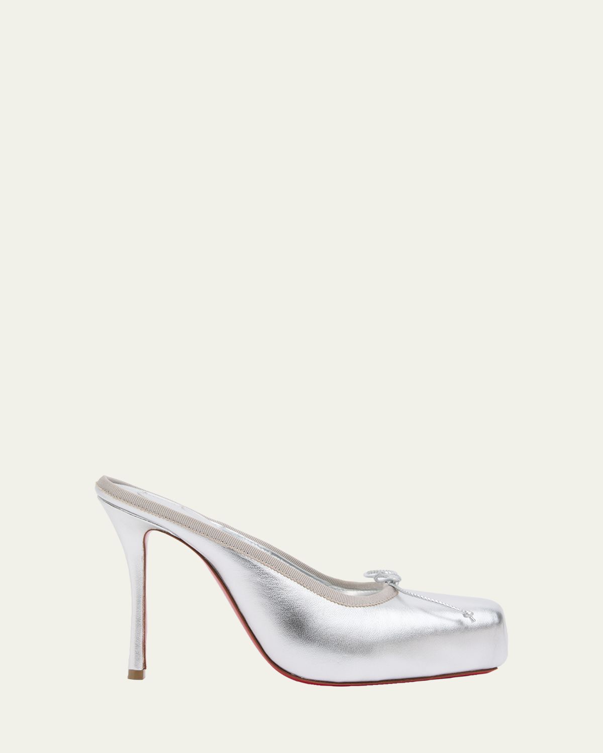 Christian Louboutin 100mm Cassia Metallic Leather Ballerina Mule Pumps
