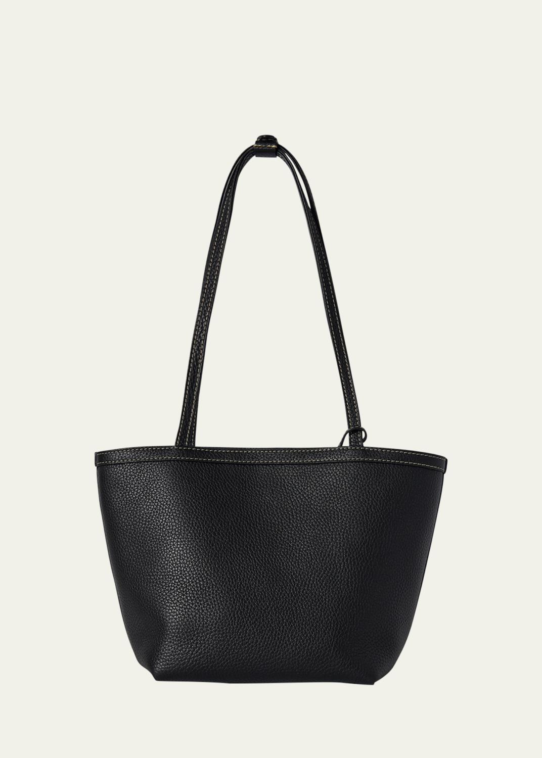 Park Medium Topstitched Tote Bag in Pebbled Leather